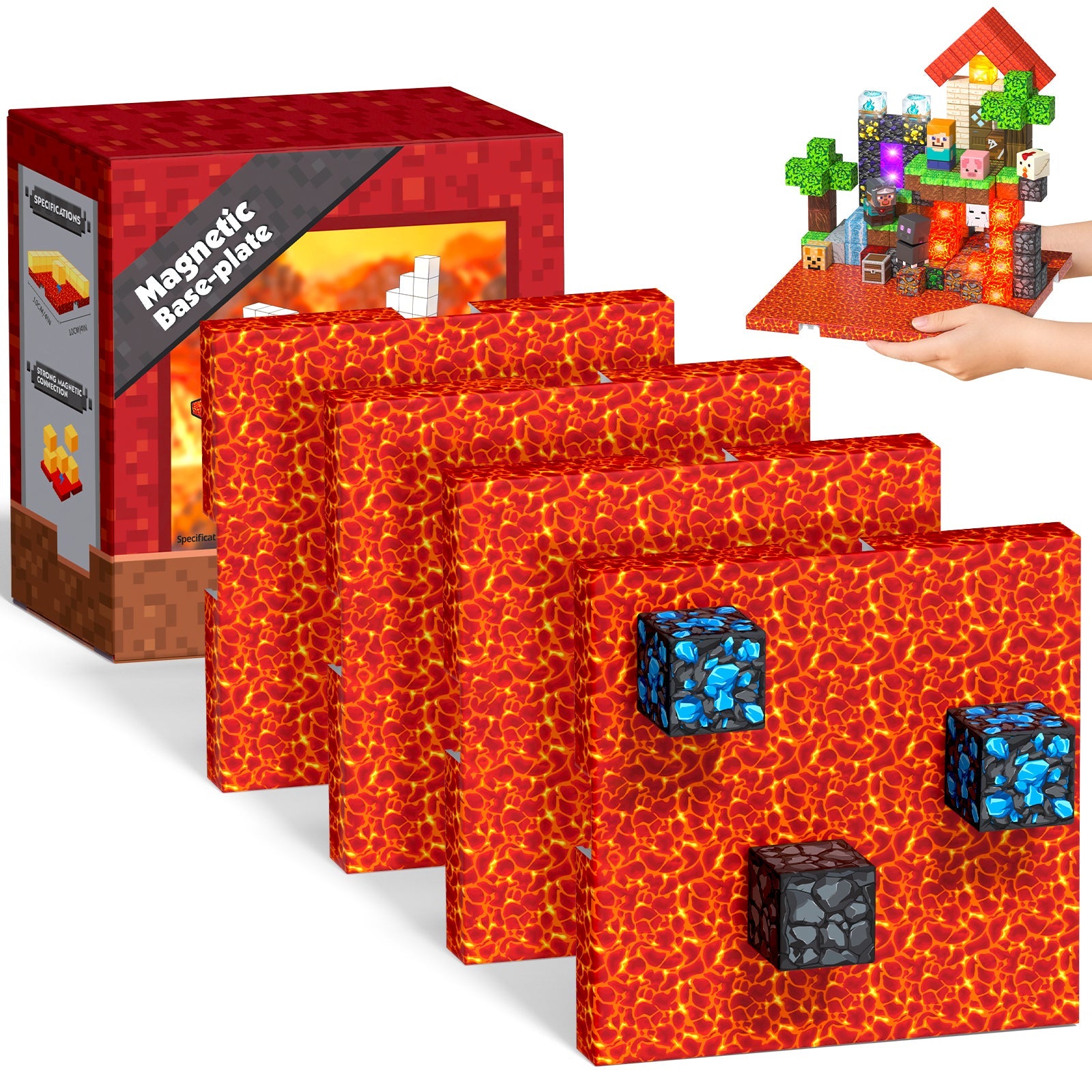Magnetopia™【Molten Magma】Magnetic Building Blocks | 4-8 PCS