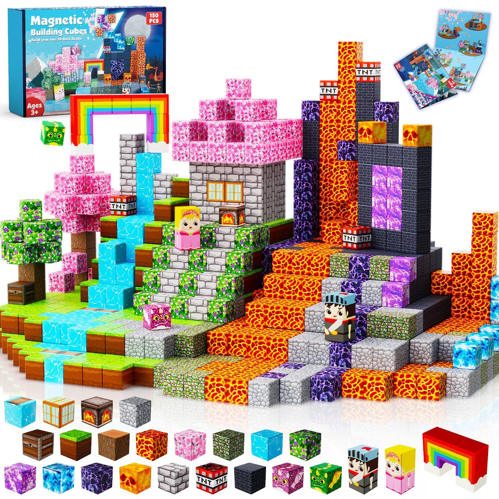 Magnetopia™【Pink x Dark】Magnetic Building Blocks | 150 PCS | 0.8