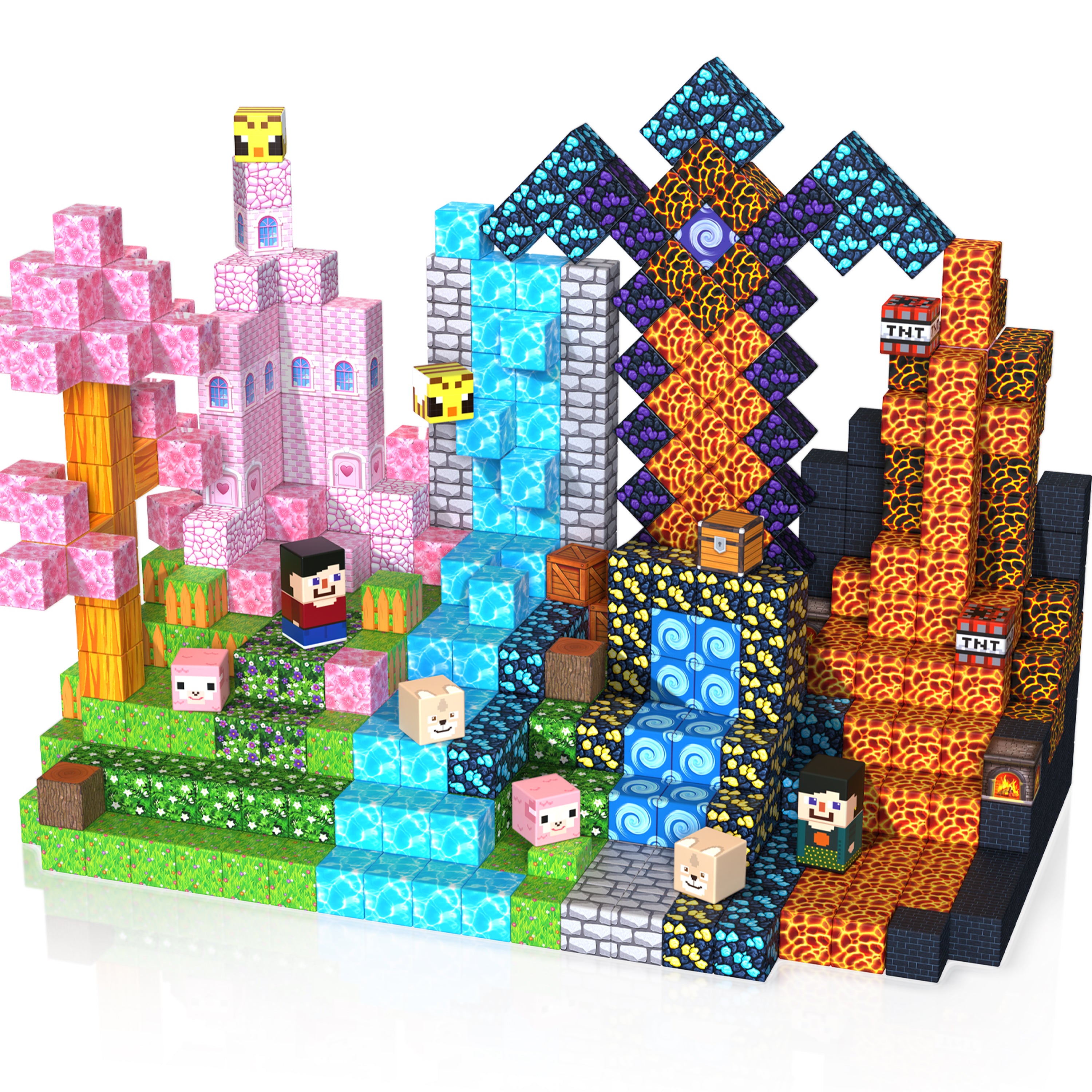 Magnetopia™【Pink x Forest x Dark】Magnetic Building Blocks | 200